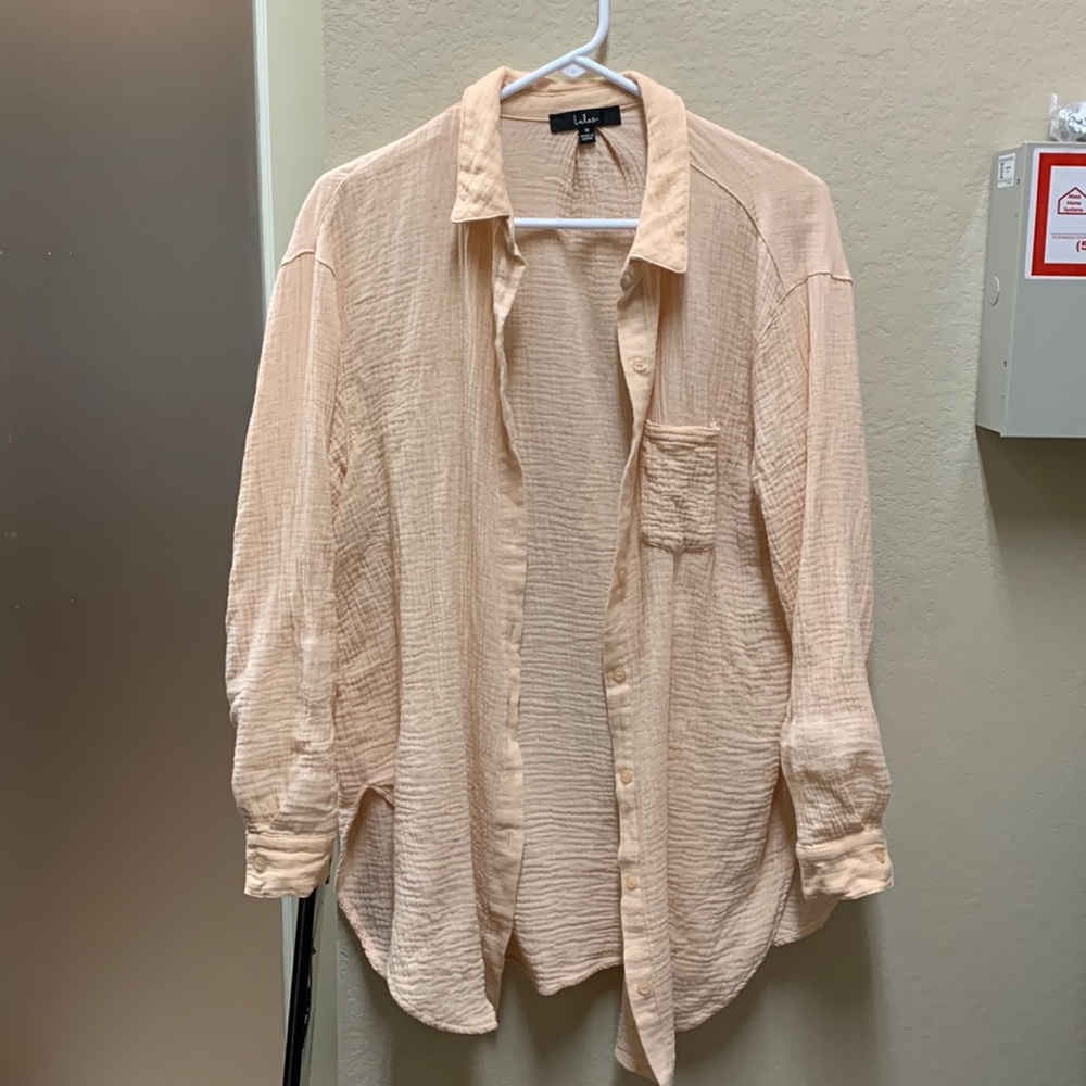Peach oversized button up top size M